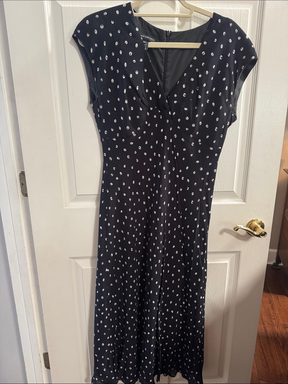 Jones New York Black Maxi Dress with White Polka Dots